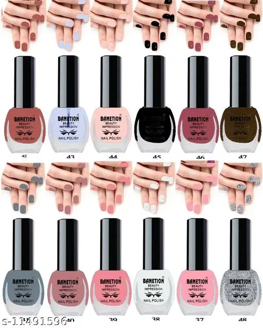 Banetion Matte Nail Polish, Multicolor, Pack of 12