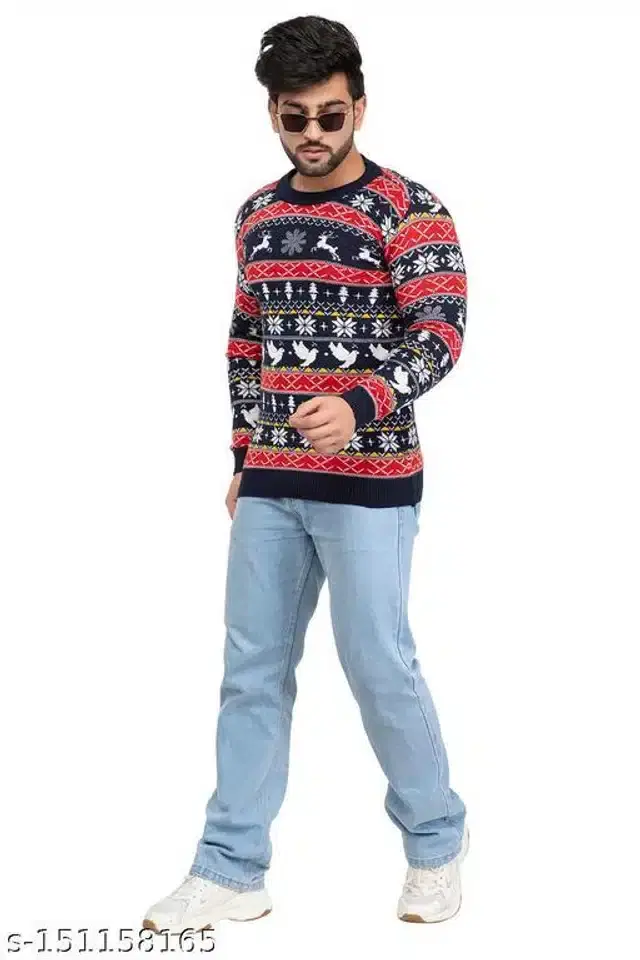 Woolen Sweater for Men (Blue, M)
