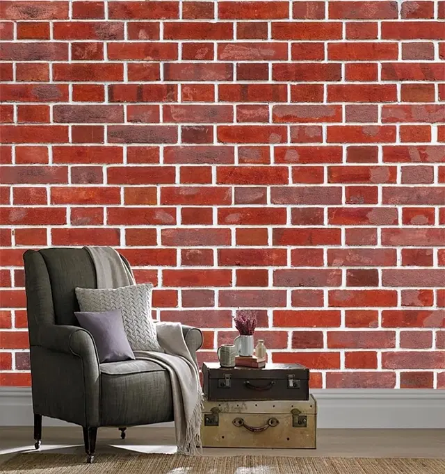 Red Bricks Luxury High Glossy  WaterProof , Stain Resistance Wallpaper (60*200 cm)