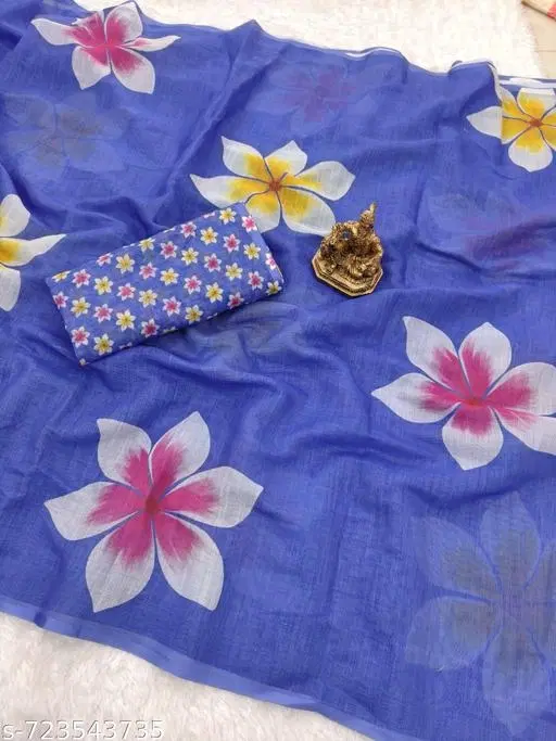 Lien Printed Saree for Women, Blue (6.3 M)