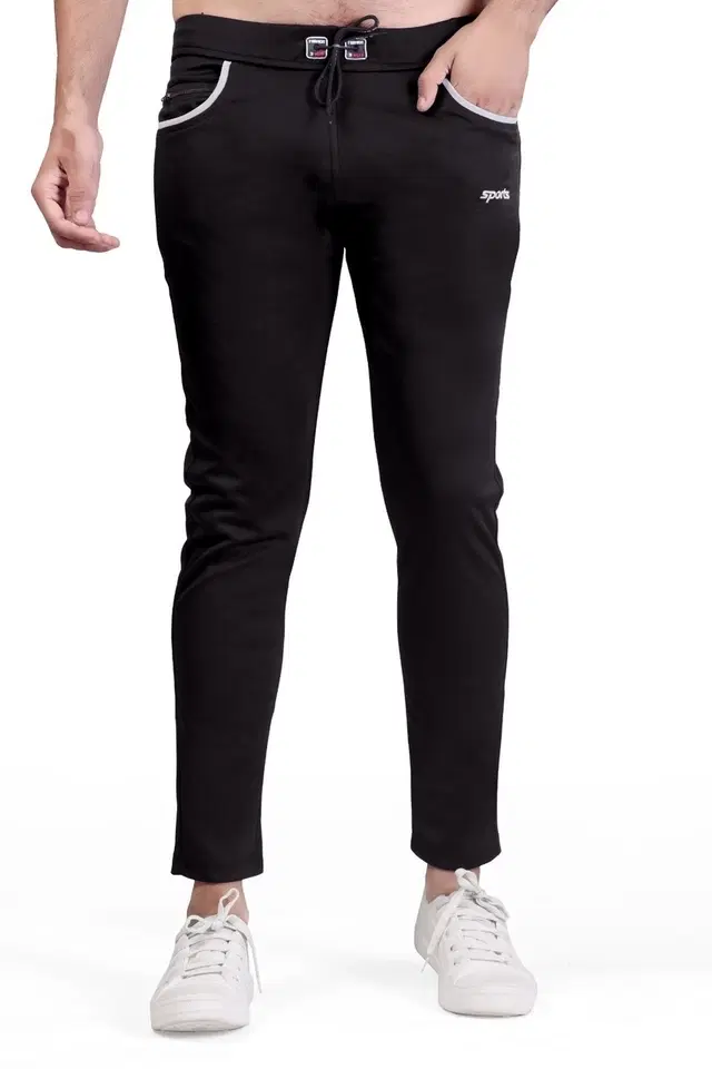 Lycra Track Pant for Men (Black, 32)