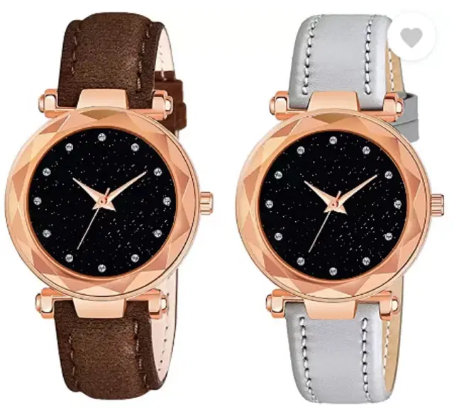 Analog Watch for Women & Girls, Pack of 2 (Multicolor)