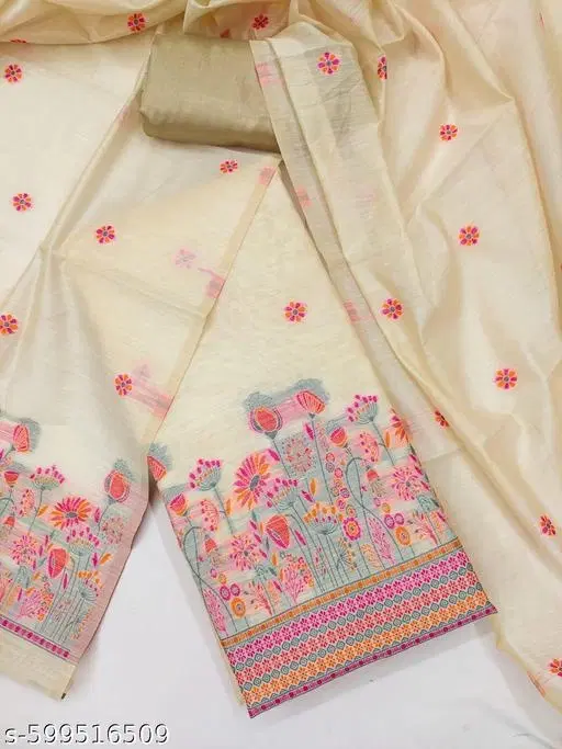 Modal Blend Embroidered Punjabi/All Over Suits (Orange, 7.05 meter for Women (4XL)