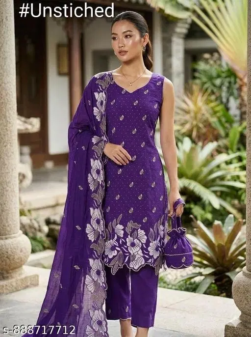 Embroidered Pakistani Suits Semi-Stitched Suits (6.45 meter for Women (XL)