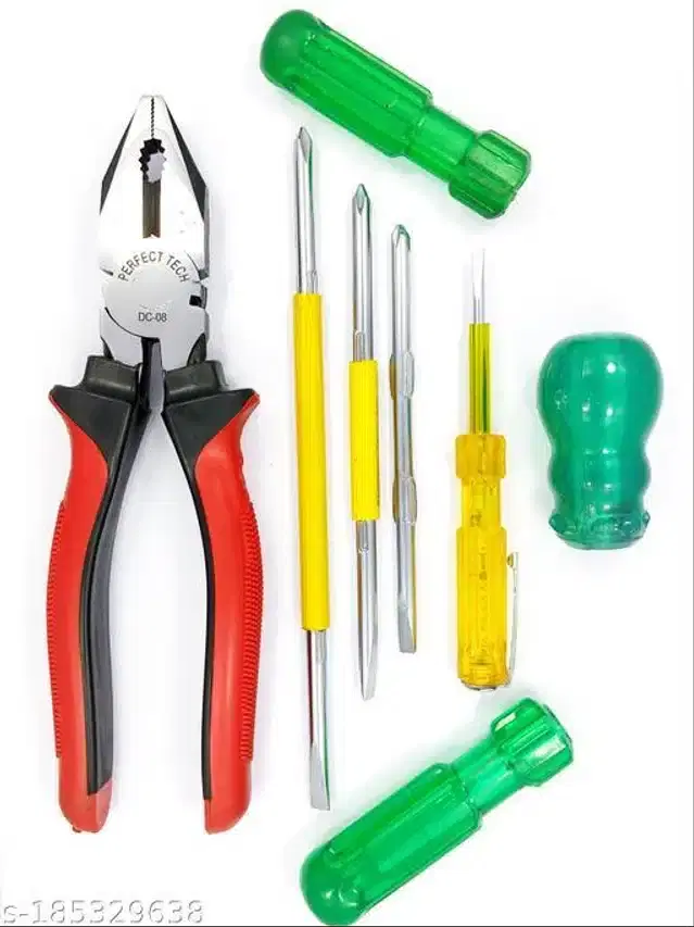 Hand Tool Kit, Set of 5, Red & Yellow