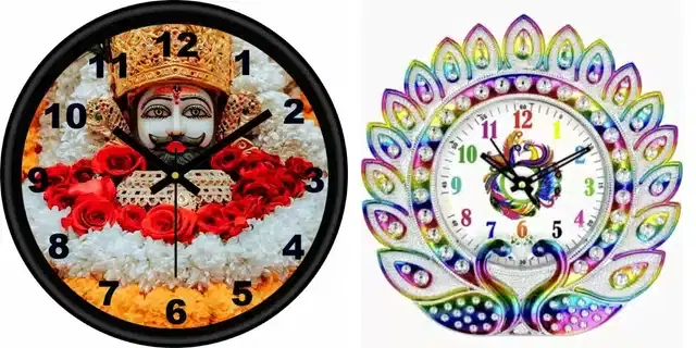 Designer Wall Clocks, Multicolor, Pack of 2