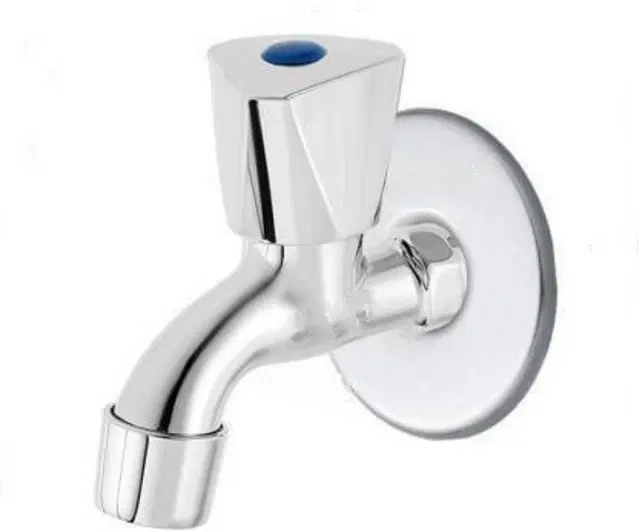 Stainless Steel Short Body Bib Cock Tap with Wall Flange, Silver, Set of 1