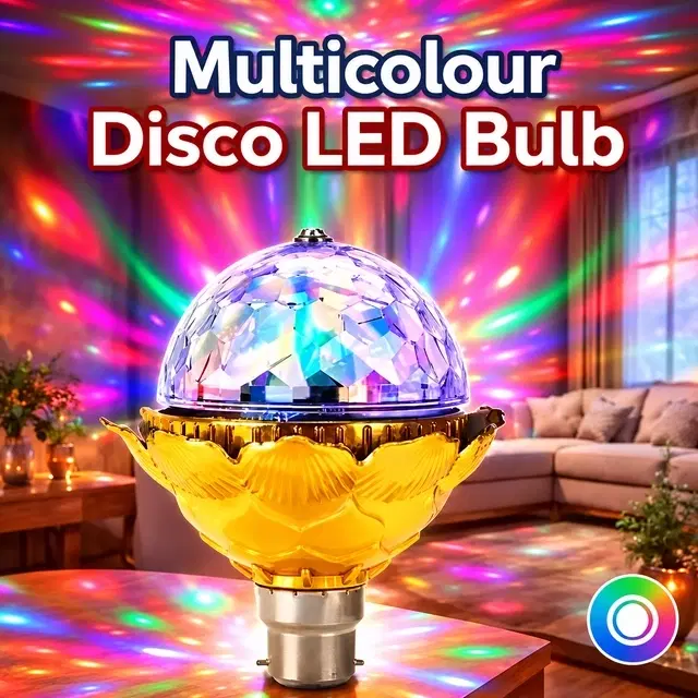 360° Rotatable Golden Disco Bulb, Multicolor