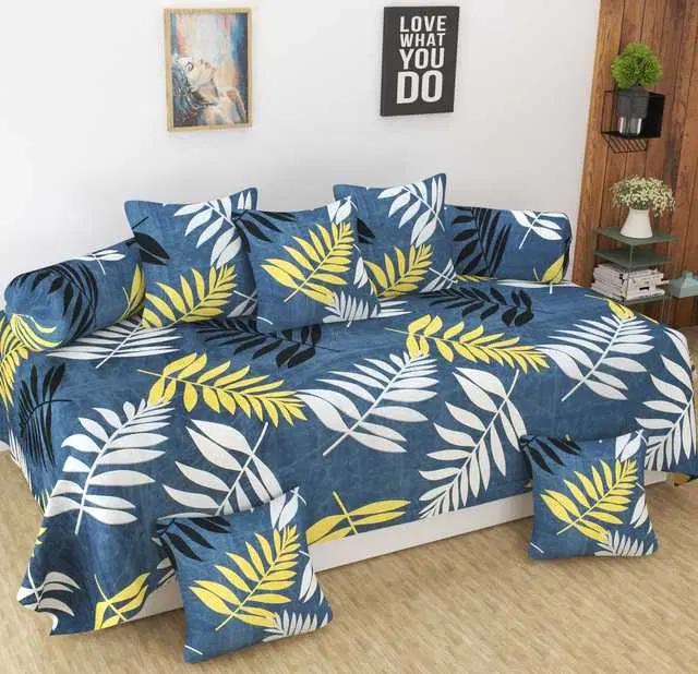 Homefab Microfiber Diwan Set, Blue, 60X88 In, HF-121