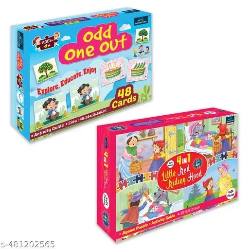 Bookford Exciting Puzzle Combo Set of 2 Jigsaw Puzzle - Odd one out & 4 in 1 Little Red Riding Hood