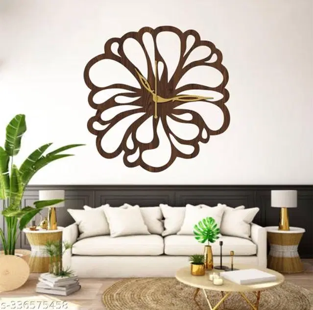 Wooden Wall Clock for Home, Brown