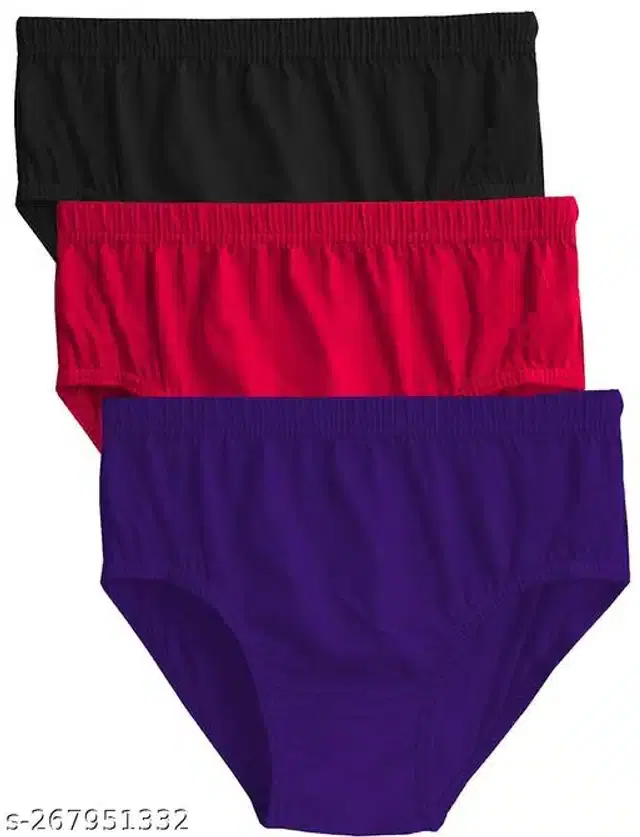 Cotton Briefs for Women, Pack of 3 (Multicolor, XL)