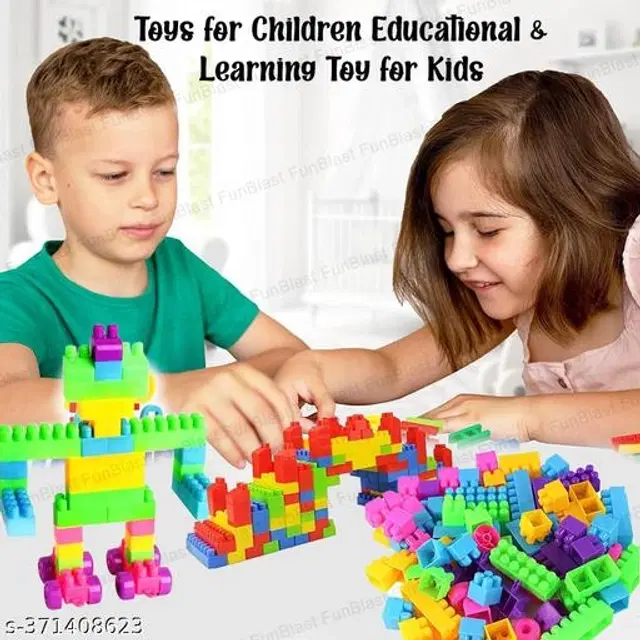 Plastic 80 Pcs Block Toys for Kids, Multicolor, Set of 1