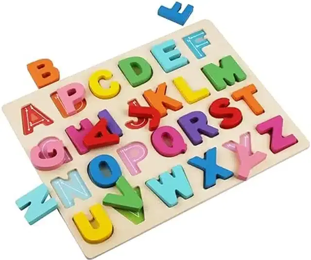 Wooden English Alphabets & Color Learning Educational Board for Kids, Multicolor, Set of 1