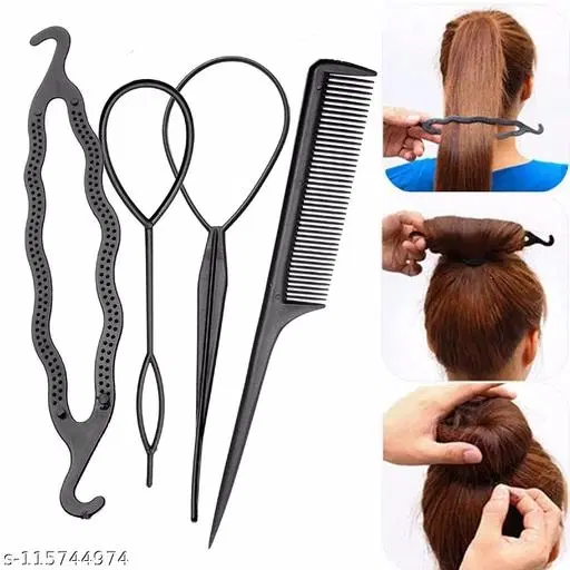 Hair Clips for Women (Black, Pack of 4)