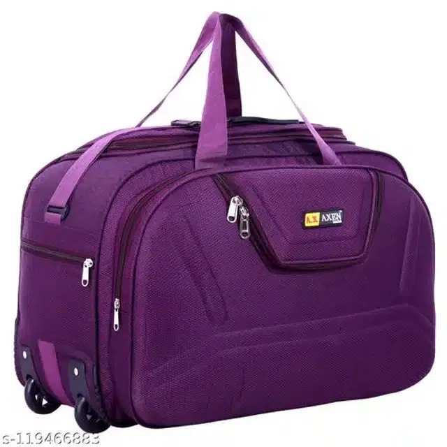 Polyester Trolley Duffel Bag for Men & Women, Purple
