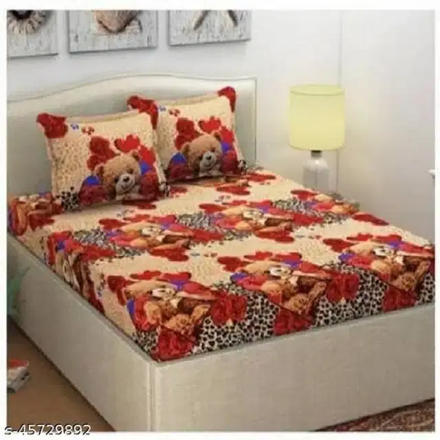 Polycotton Queen Size Bedsheet with Pillow Cover, Multicolor, 90x102 Inches