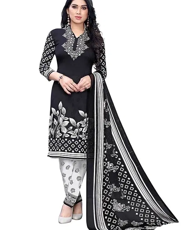 Yashika Unstitched Crepe Salwar Suit Material (Black) (Y-368)