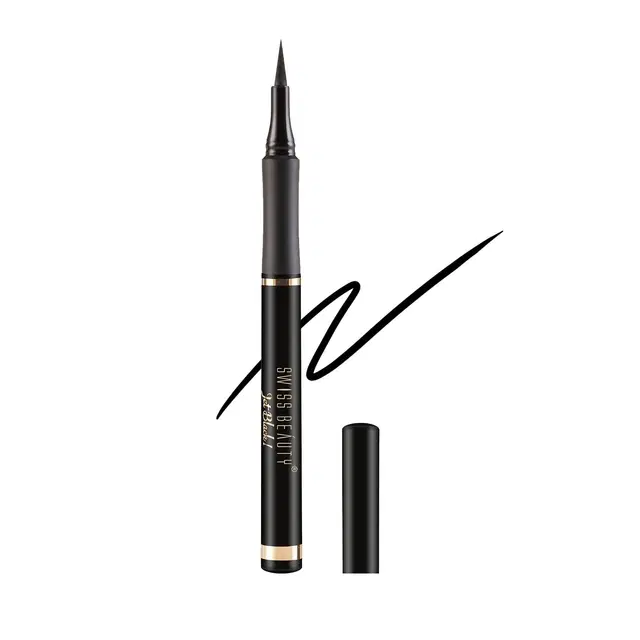 Swiss Beauty Waterproof And Long Wearing Bold Felt Tip Pen Glossy Eyeliner, Shade- Black, 1.2 ml