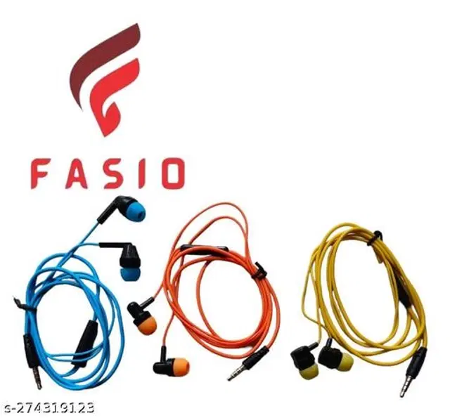 Premium 3.5 mm Jack Wired Earphones, Multicolor, Pack of 3
