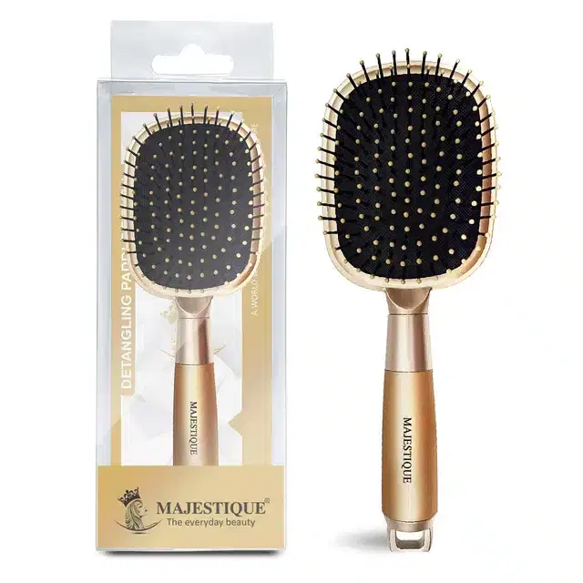 Majestique Premium Detangling Paddle Brush for Unisex, Pack of 1, Gold, BB-17