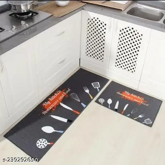 Anti Slip Kitchen Mat, Multicolor, Pack of 2