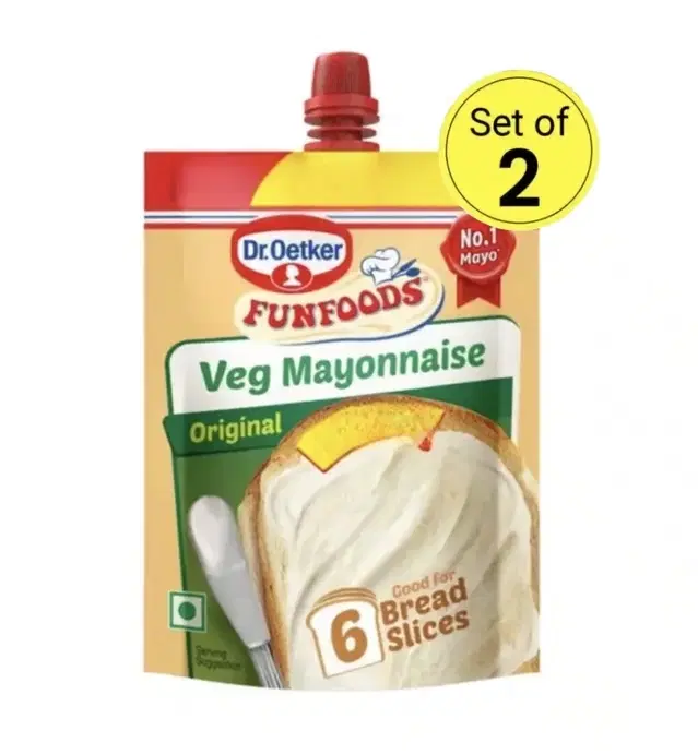 Dr. Oetker FunFoods Veg Mayonnaise original Eggless 2X50 g (Set of 2)