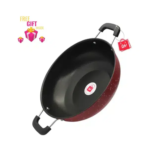 Non Stick Kadai with Surprise Gift, Maroon, 3 L