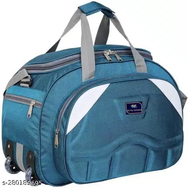 Polyester Strolley Duffel Bag, Teal, 55 L
