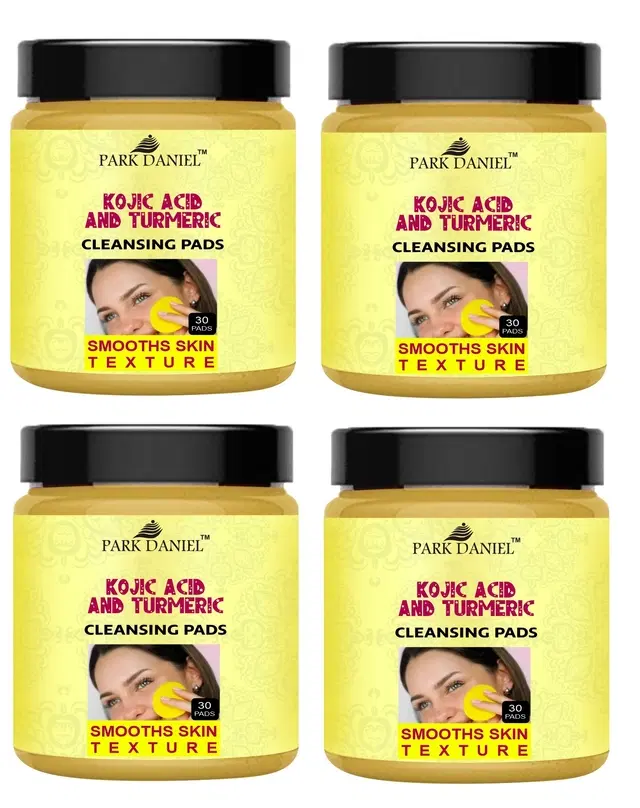 Park Daniel 30 Pcs Kojic Acid & Turmeric Cleansing Pads, Pack of 4