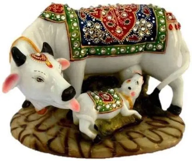 Decorative Marble dust/Polyresin Cow and Calf Big Statue/Idol, Pack Of 1