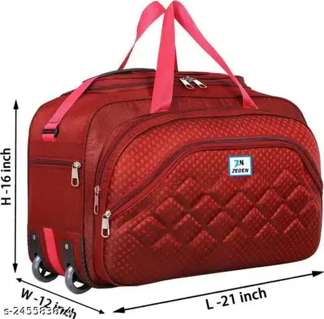Polyester Strolley Duffel Bag, Red, 40 L
