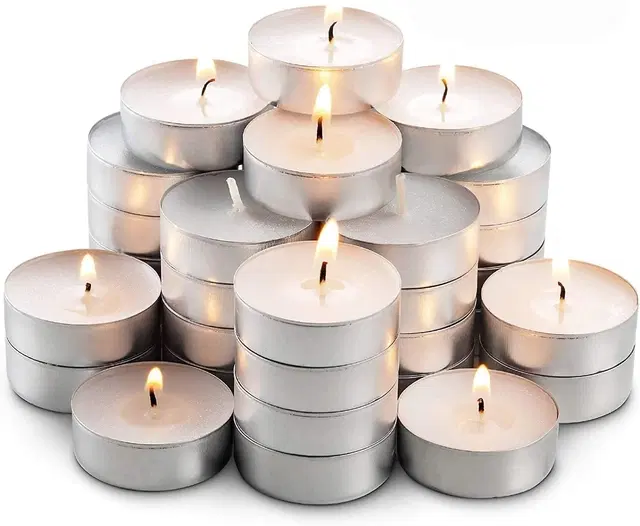 Home Decorative Wax Tea Lights White Candle, Pack of 50