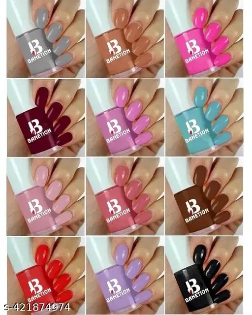 Banetion Matte Nail Polish, Multicolor, Pack of 12