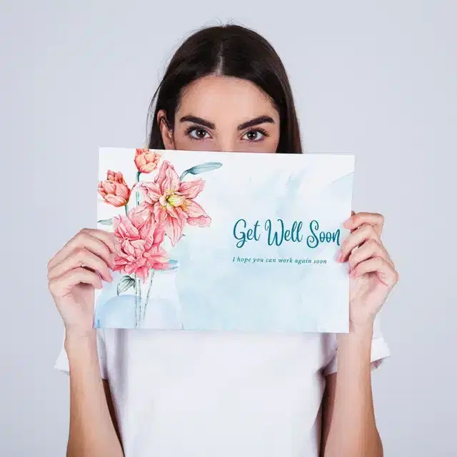 Get Well Soon Printed Card with Envelope, Multicolor, Set of 1