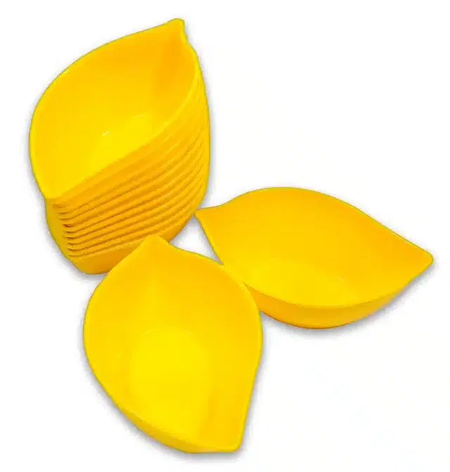 Plastic Snacks & Dessert Bowl Set, Yellow, Pack of 12