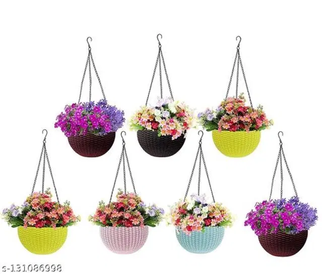 Plastic Hanging Planter, Multicolor, Pack of 7