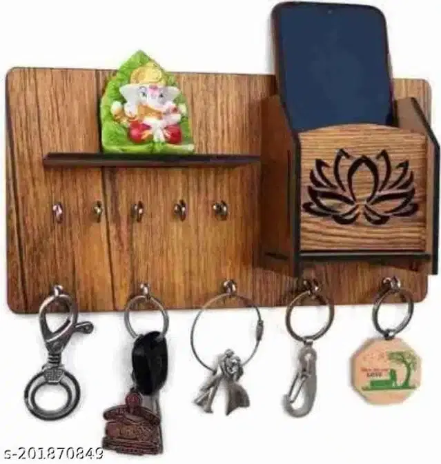 Wooden Key Holder, Brown, Pack of 1