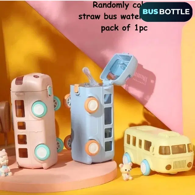 Plastic Bus Shape Sipper Bottle for Kids, Multicolor (1000 ml)
