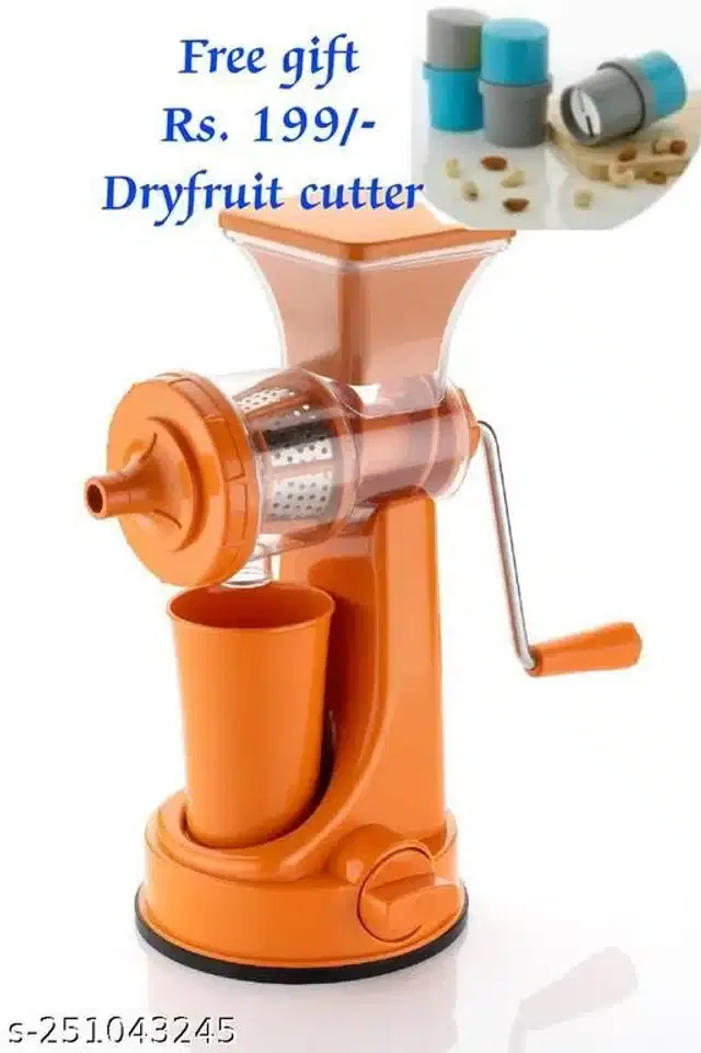 Plastic Manual Juicer with Free Dry Fruit Cutter, Multicolor, Set of 2