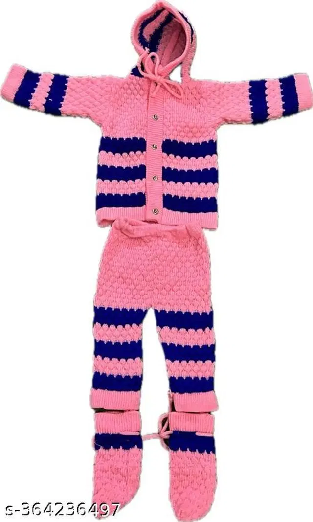 Woolen Clothing Set for Boys (0-6 Months, Pink & Blue)