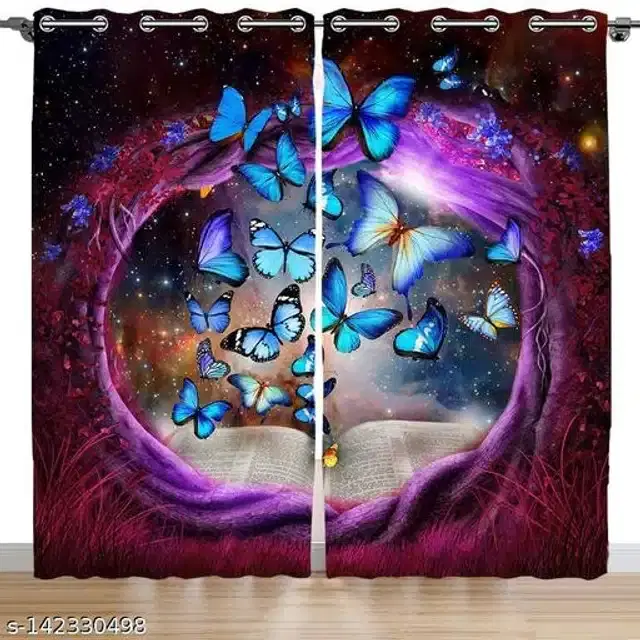 Polyester Window Curtain, Multicolor, 5 Feet, Pack of 2