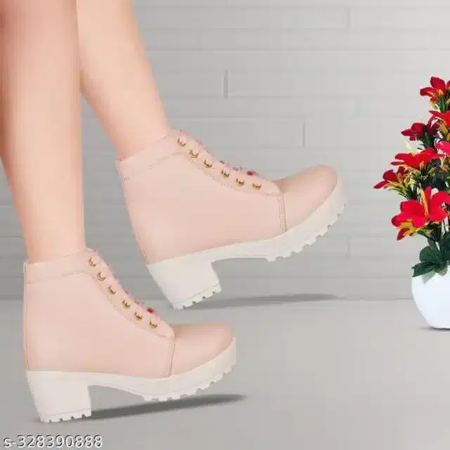 Boots for Women (Peach, 3)
