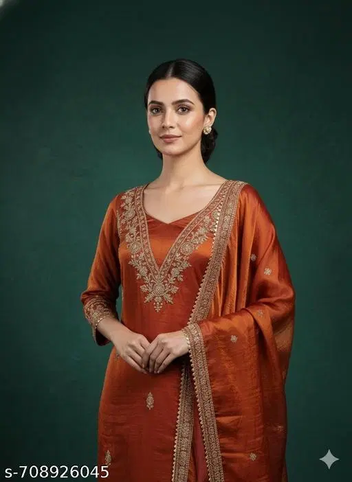 Bandhani Printed Jaipuri Designs Georgette Kurti Set for Women (Orange, Un Stitched)