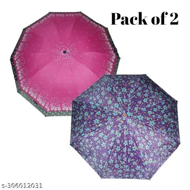 Polyester Foldable Umbrella, Assorted, Pack of 2