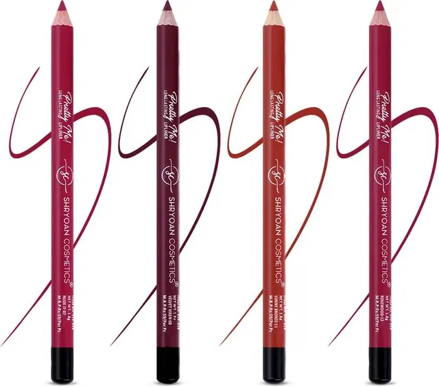 Shryoan Lip Liner and Eye Liner Pencil, Shades 07, 08, 11, 12 [Pack of 4]