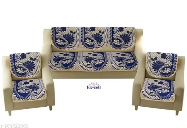 Polycotton 5 Seater Sofa Covers, Blue, Set of 1