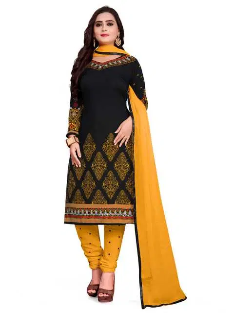 Sharda Creation Women's Dress Material (Black) (SC54)