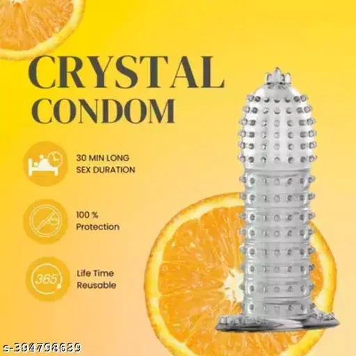 A R Silicone Crystal Dotted Condom for Men, Transparent
