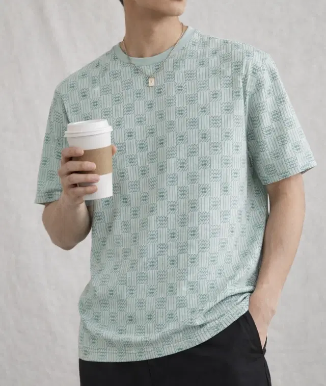 Polyester Self Design T-Shirt for Men, Blue (M)